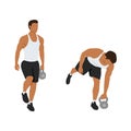 Man doing Kettlebell one legged deadlifts exercise. Flat vector