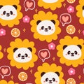 Seamless pattern cartoon panda flower. cute animal wallpaper for textile, gift wrap paper