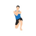 Man doing Horse Face Pose. Beautiful girl practice Vatayanasana. Royalty Free Stock Photo