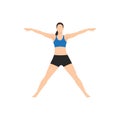 Woman doing Five Pointed Star Pose, Star Pose, Utthita Hasta Padasana