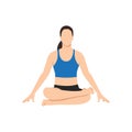 Woman doing Firelog Pose, Fire Statue Pose, Double Pigeon Pose, Square