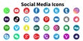 Round flat social media and communication app icons