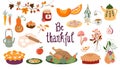 Thanksgiving collection with seasonal elements, pumpkins, sweets and autumnal decoration