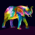 colorful elephant pop art portrait style