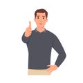 Young man shows thumb up. Gesture cool. Flat vector illustration