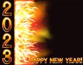 Happy New 2023 year fire banner, vector