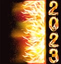 New 2023 year fire banner, vector