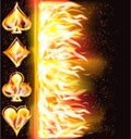 Fire casino background with poker sign, vector Royalty Free Stock Photo