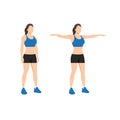 Woman doing Double arm side or lateral raises exercise. Raise both