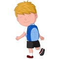 Cute little school boy cartoon with a bag Royalty Free Stock Photo