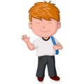 Cute little school boy cartoon with a bag Royalty Free Stock Photo