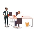 Office work flat vector illustration. Company staff communication. Royalty Free Stock Photo