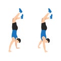 Man doing handstand walks or hand walking exercise. Flat vector