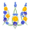 Emblem of Ukraine. Floral Ukrainian trident. Royalty Free Stock Photo