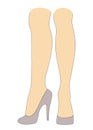 Silhouettes of female legs. Girl in high heels. Lady standing, suitable for sticker, logo. Vector illustration.