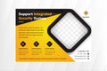 Support integrated security system Banner illustration For Business technology flyer design template