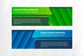 Vector abstract geometric design banner web template. Abstract header blue and green shape vector design Royalty Free Stock Photo