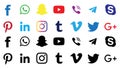 ocial media flat icons design. Facebook WhatsApp skype YouTuber twitter snapchat Pinterest