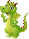 Cute green dragon on white background Royalty Free Stock Photo