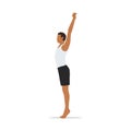 Man doing Palm Tree Pose on Tiptoes. Practice Urdhva Hastasana on Tiptoes Royalty Free Stock Photo