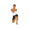 Man doing Horse Face Pose. Practice Vatayanasana. Flat vector Royalty Free Stock Photo