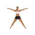 Woman doing Five Pointed Star Pose, Star Pose, Utthita Hasta Padasana