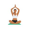 Woman doing Seated Mountain Pose in Auspicious Pose. Practice Parvatasana