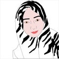 illustration white hooded woman sketch