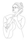 Girl guitarist, slender. . Vector illustration Royalty Free Stock Photo
