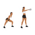 Woman doing One arm kettlebell swings exercise. Flat vector Royalty Free Stock Photo