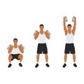 Man doing kettlebell thruster or squat to clean to overhead press Royalty Free Stock Photo