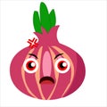illustration red onion with adorable expression