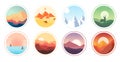 set icon circle landscape cute. Royalty Free Stock Photo