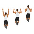 Man doing Lat pulldown pull ups exercise. Flat vector illustration