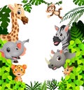 Cute wild animals cartoon in the jungle Royalty Free Stock Photo