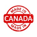 Made In Canada Round Red Stamp Grunge Seal Isolated Vector in White Background Royalty Free Stock Photo