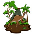 Cartoon Deinocheirus in the jungle