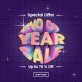 end of year sale promotion. colorful 3d text effect