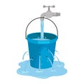 Water waste from running tap. Wastage of water theme for save water. Royalty Free Stock Photo