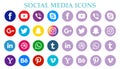 Most popular social media logo flat new icon set vector illustration Royalty Free Stock Photo