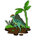 Cartoon Amargasaurus in the jungle Royalty Free Stock Photo