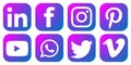 Facebook WhatsApp Instagram LinkedIn YouTube LinkedIn Pinterest twitter vemio Royalty Free Stock Photo
