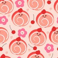 Seamless pattern cartoon dessert character design. cute food wallpaper for textile, gift wrap paper Royalty Free Stock Photo