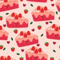 Seamless pattern cartoon cute dessert character. cute food wallpaper for textile, gift wrap paper Royalty Free Stock Photo