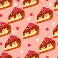 Seamless pattern cartoon cute dessert character. cute food wallpaper for textile, gift wrap paper Royalty Free Stock Photo