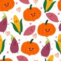 Seamless pattern cartoon vegetable. cute food character for textile, gift wrap paper Royalty Free Stock Photo