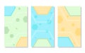 set of pastel blue, green and orange abstract portrait background with hexagon pattern and lines Royalty Free Stock Photo