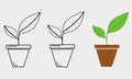 Outline plant vector icons. The green icons for gardening and farm illustration Royalty Free Stock Photo