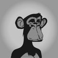 custom noir bored ape yacht club nft illustration. Black and white monkeys