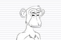 bored ape yacht club sketch on paper background Royalty Free Stock Photo